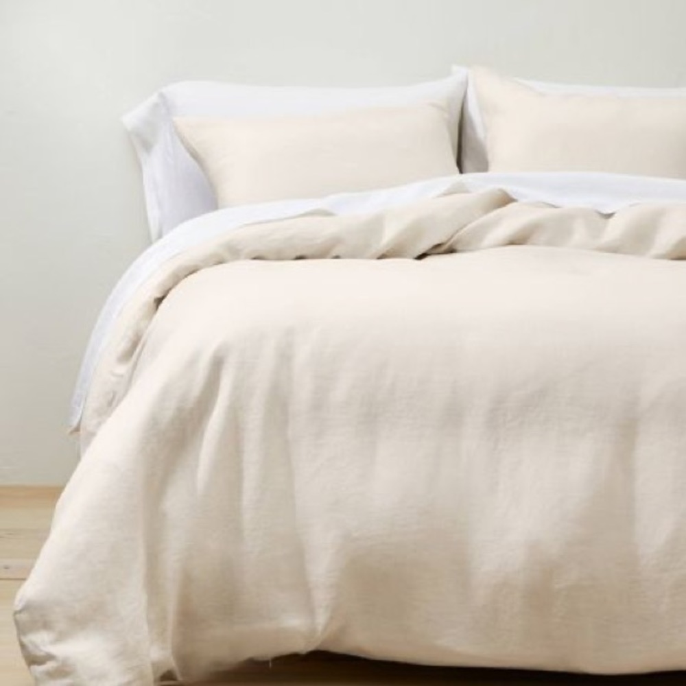 CASALUNA Hemp Duvet & Sham Set, Natural, King, EUC